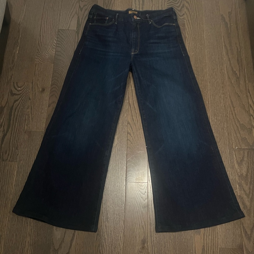 Women's MOTHER Dark Blue Wide-Leg Jeans
